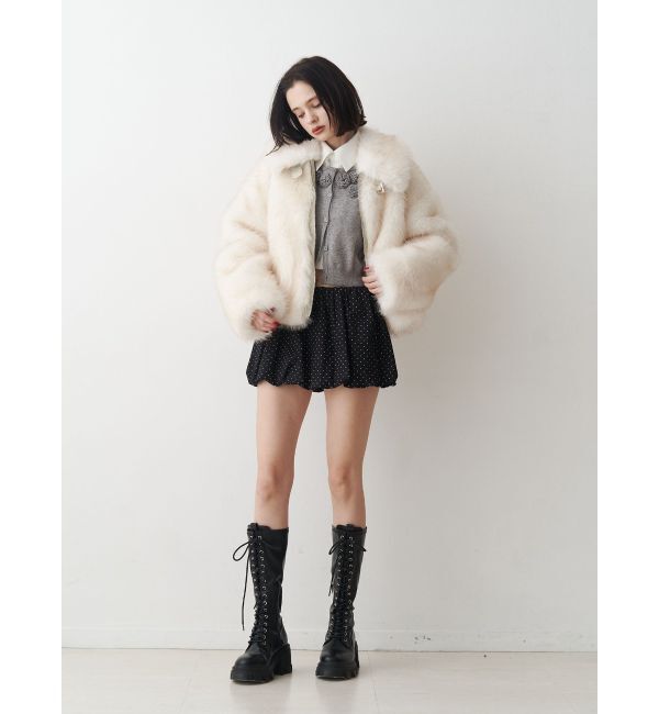 jouetie「【WEB限定】ベルトミドルファーコート」|ブルゾン・スタジャン|