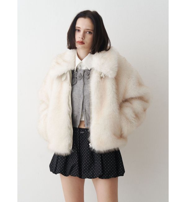 jouetie「【WEB限定】ベルトミドルファーコート」|ブルゾン・スタジャン|