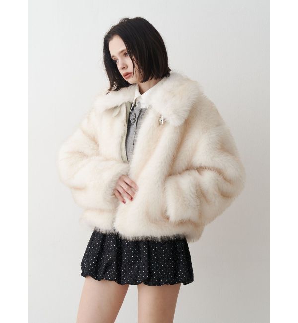 jouetie「【WEB限定】ベルトミドルファーコート」|ブルゾン・スタジャン|