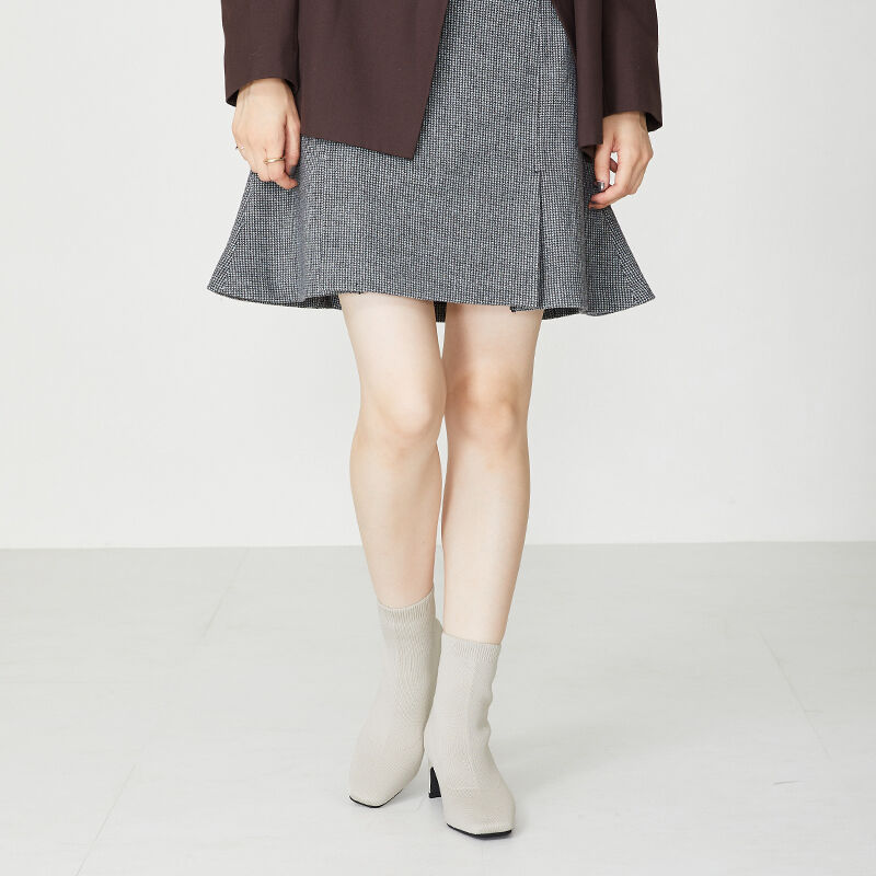 ORiental TRaffic「プレートヒールニットブーツ/31422」|ショートブーツ|