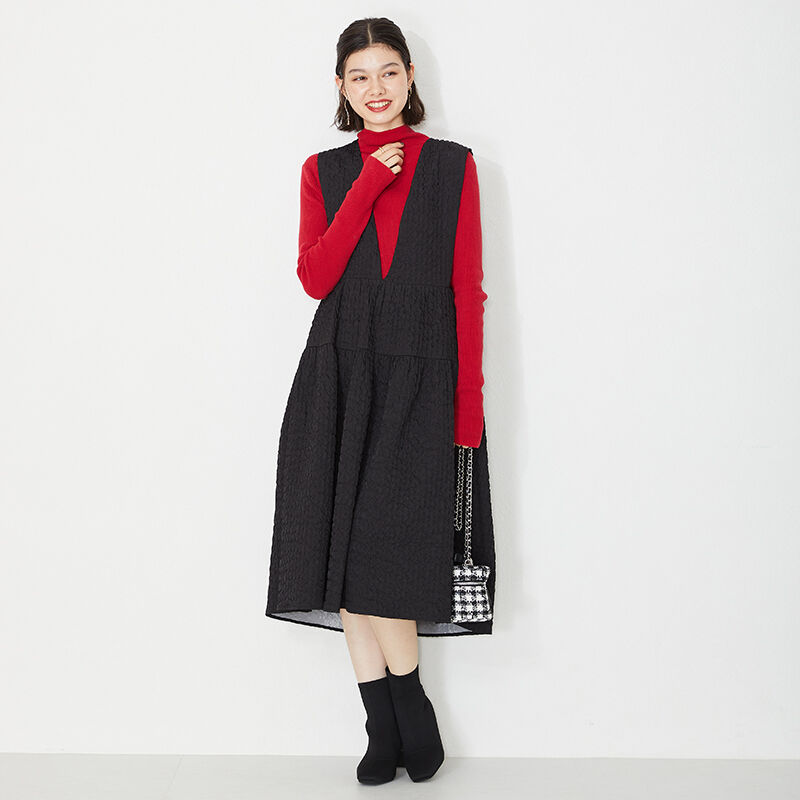 ORiental TRaffic「プレートヒールニットブーツ/31422」|ショートブーツ|