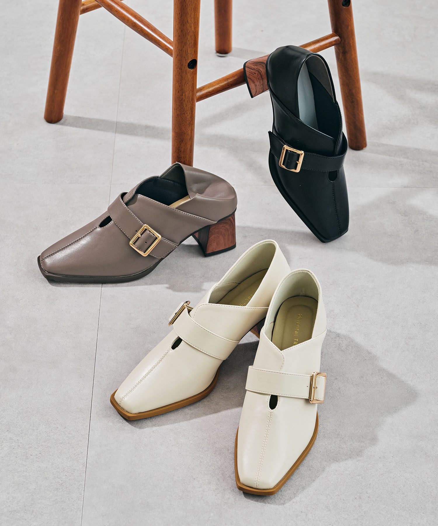 ORiental TRaffic「ウッドヒールベルトパンプス/51303」|パンプス|BEIGE