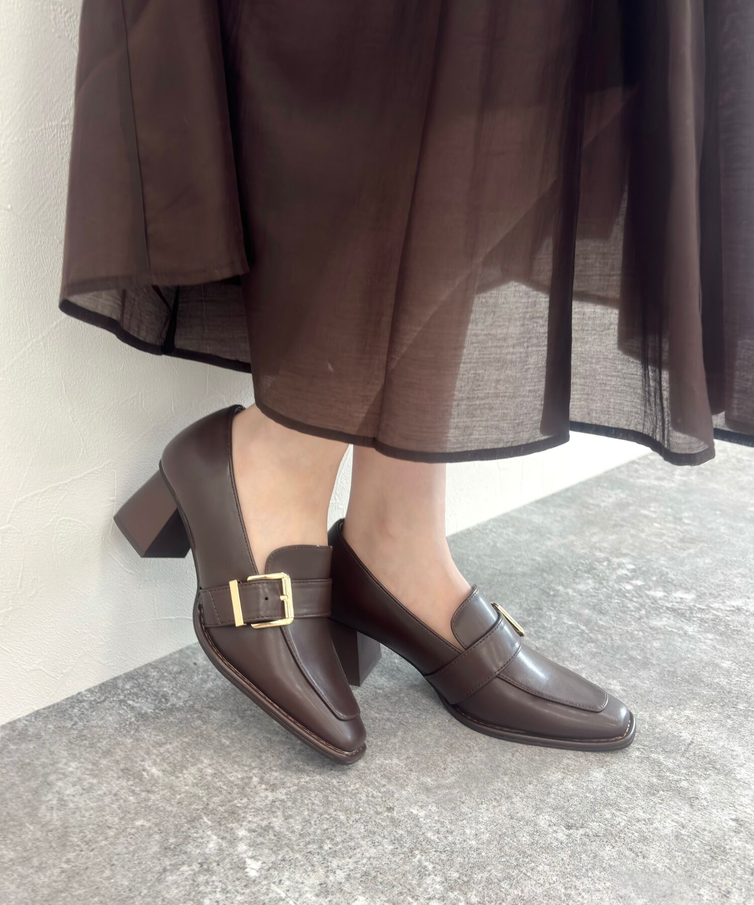 ORiental TRaffic「ベルトデザインヒールローファー/51315」|パンプス|BROWN