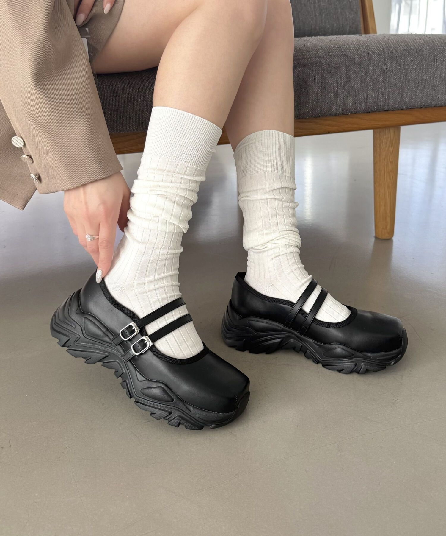 ORiental TRaffic「●2026春夏新作●ダブル ストラップ スニーカー ソール シューズ /61107」|パンプス|