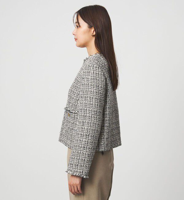 UNITED ARROWS green label relaxing「ツイードライク ノーカラー ジャケット」|ノーカラージャケット|