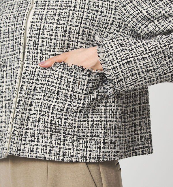 UNITED ARROWS green label relaxing「ツイードライク ノーカラー ジャケット」|ノーカラージャケット|