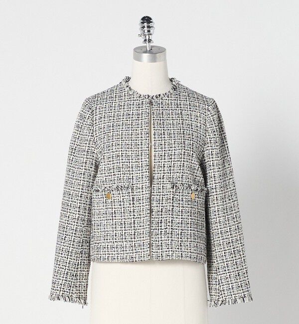 UNITED ARROWS green label relaxing「ツイードライク ノーカラー ジャケット」|ノーカラージャケット|