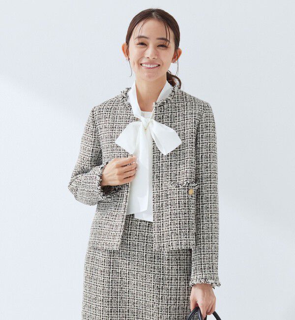 UNITED ARROWS green label relaxing「ツイードライク ノーカラー ジャケット」|ノーカラージャケット|