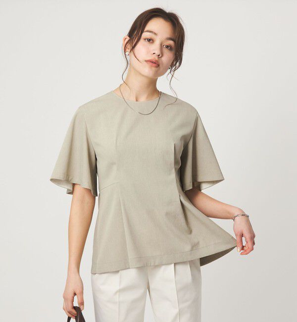 UNITED ARROWS green label relaxing「［size SHORTあり］サラフール タック ブラウス ストレッチ 接触冷感 UVカット」|シャツ・ブラウス|BEIGE