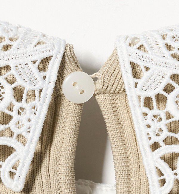 UNITED ARROWS green label relaxing「リブ エリレース 2WAY 5分袖 ニット プルオーバー」|ニット・セーター|