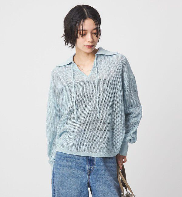 UNITED ARROWS green label relaxing「メッシュ ポロプルオーバー」|ニット・セーター|