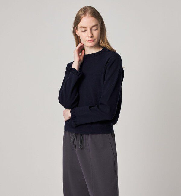 STEVEN ALAN「＜Steven Alan＞コットン カシミヤ フリル ニット」|ニット・セーター|NAVY