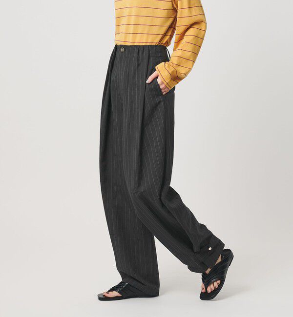 BEAUTY&YOUTH UNITED ARROWS「麻ブレンド ストライプ タブ タックパンツ」|スラックス|