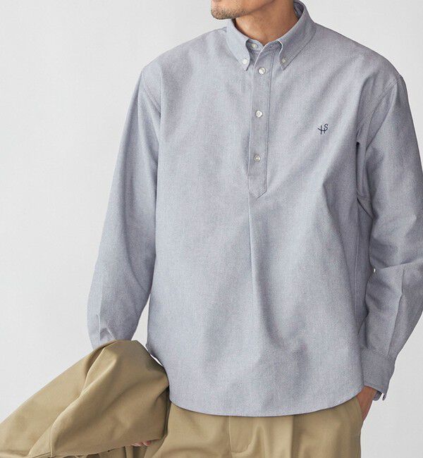 SHIPS「【WEB限定】SHIPS: 防シワ・吸水速乾 Drymix(R) プルオーバー ボダンダウン シャツ」|シャツ・ブラウス|ネイビー