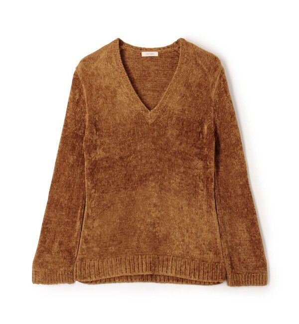DES PRES「エアーシェニール Vネックプルオーバー」|ニット・セーター|45 キャメル