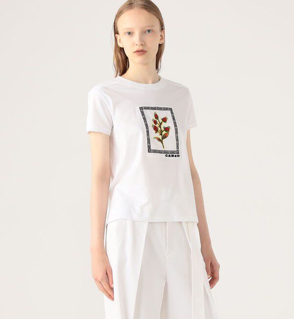 CABaN「スビンコットン ビンテージフラワーエンブロイダリーTシャツ」|Tシャツ・カットソー|