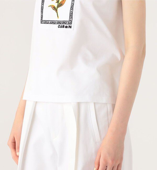 CABaN「スビンコットン ビンテージフラワーエンブロイダリーTシャツ」|Tシャツ・カットソー|
