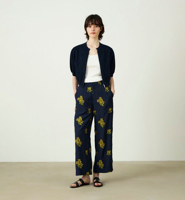 SOULEIADO「カットジャカード タックストレートパンツ」|チノ|