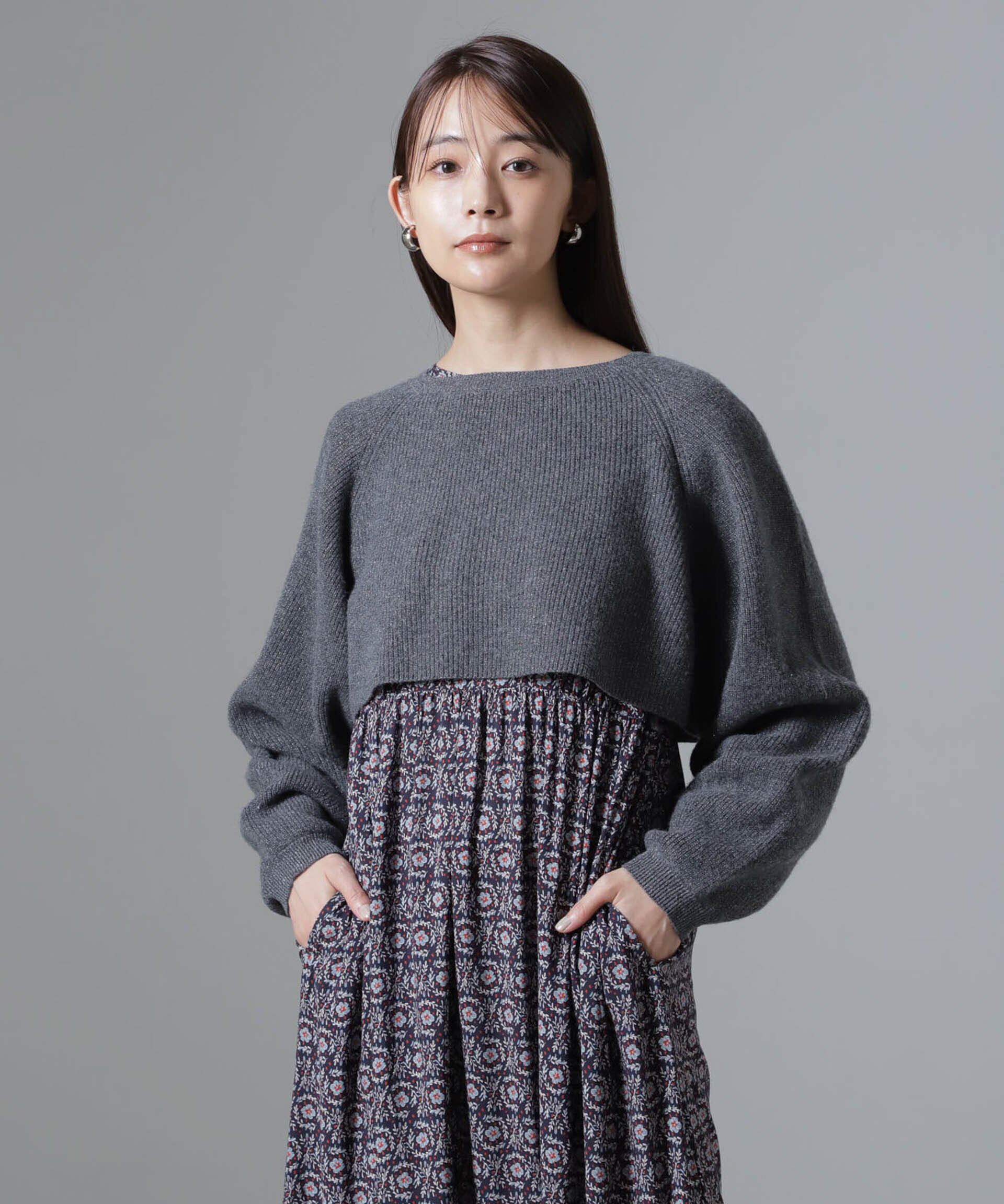 nano･universe「片畔ラメショートニットプルオーバー」|ニット・セーター|