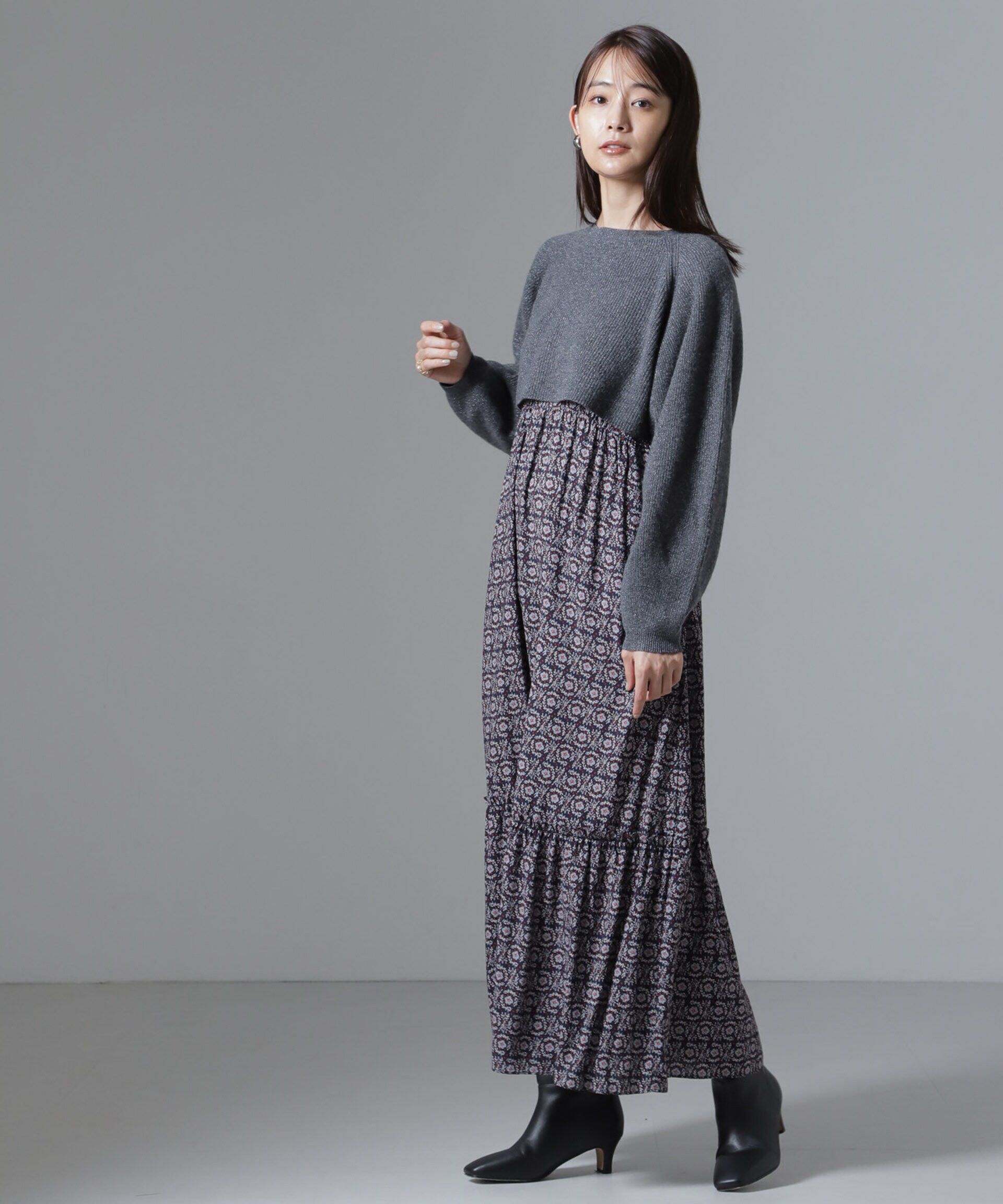 nano･universe「片畔ラメショートニットプルオーバー」|ニット・セーター|