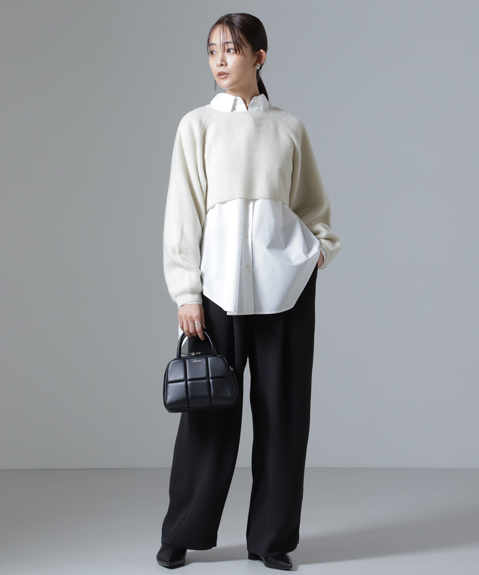 nano･universe「片畔ラメショートニットプルオーバー」|ニット・セーター|