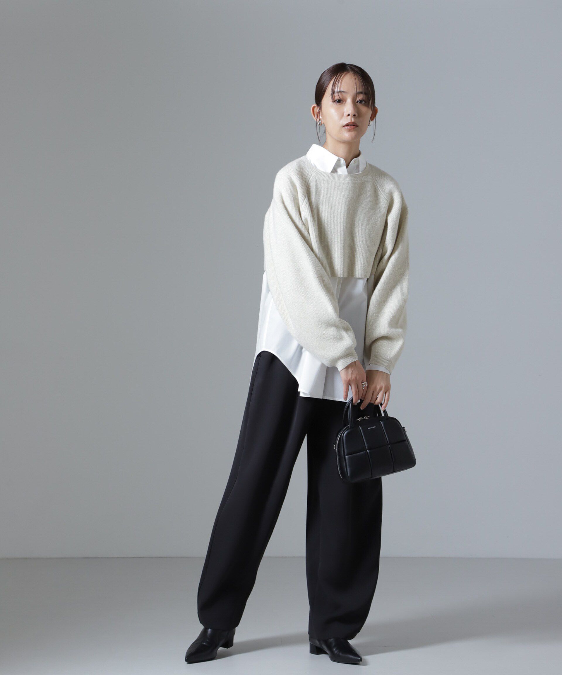 nano･universe「片畔ラメショートニットプルオーバー」|ニット・セーター|