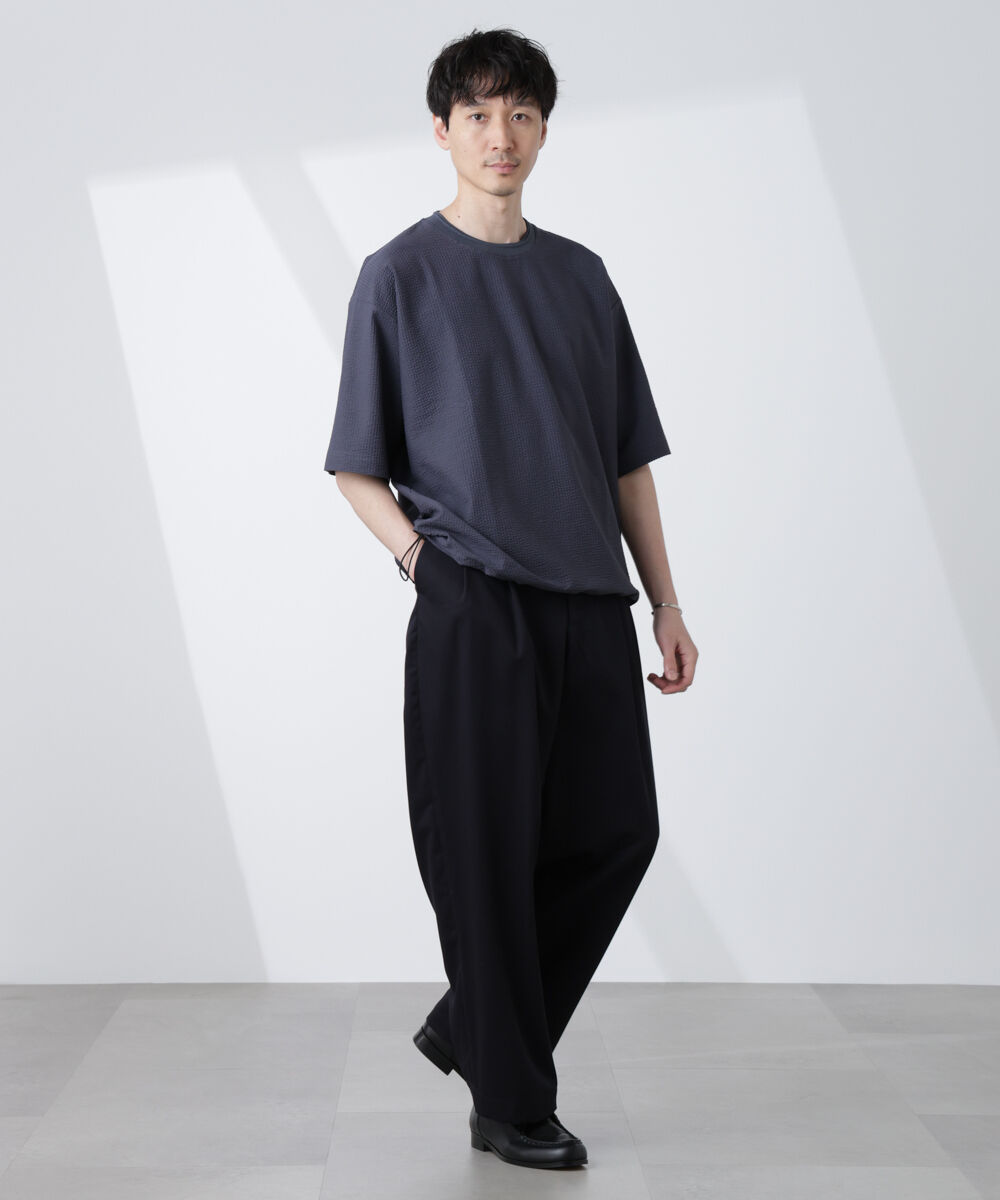 nano･universe「シルケットサッカーワイドTシャツ 半袖」|Tシャツ・カットソー|