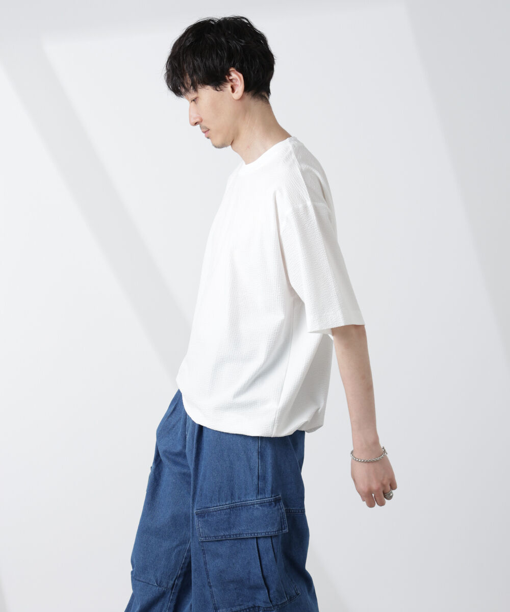 nano･universe「シルケットサッカーワイドTシャツ 半袖」|Tシャツ・カットソー|