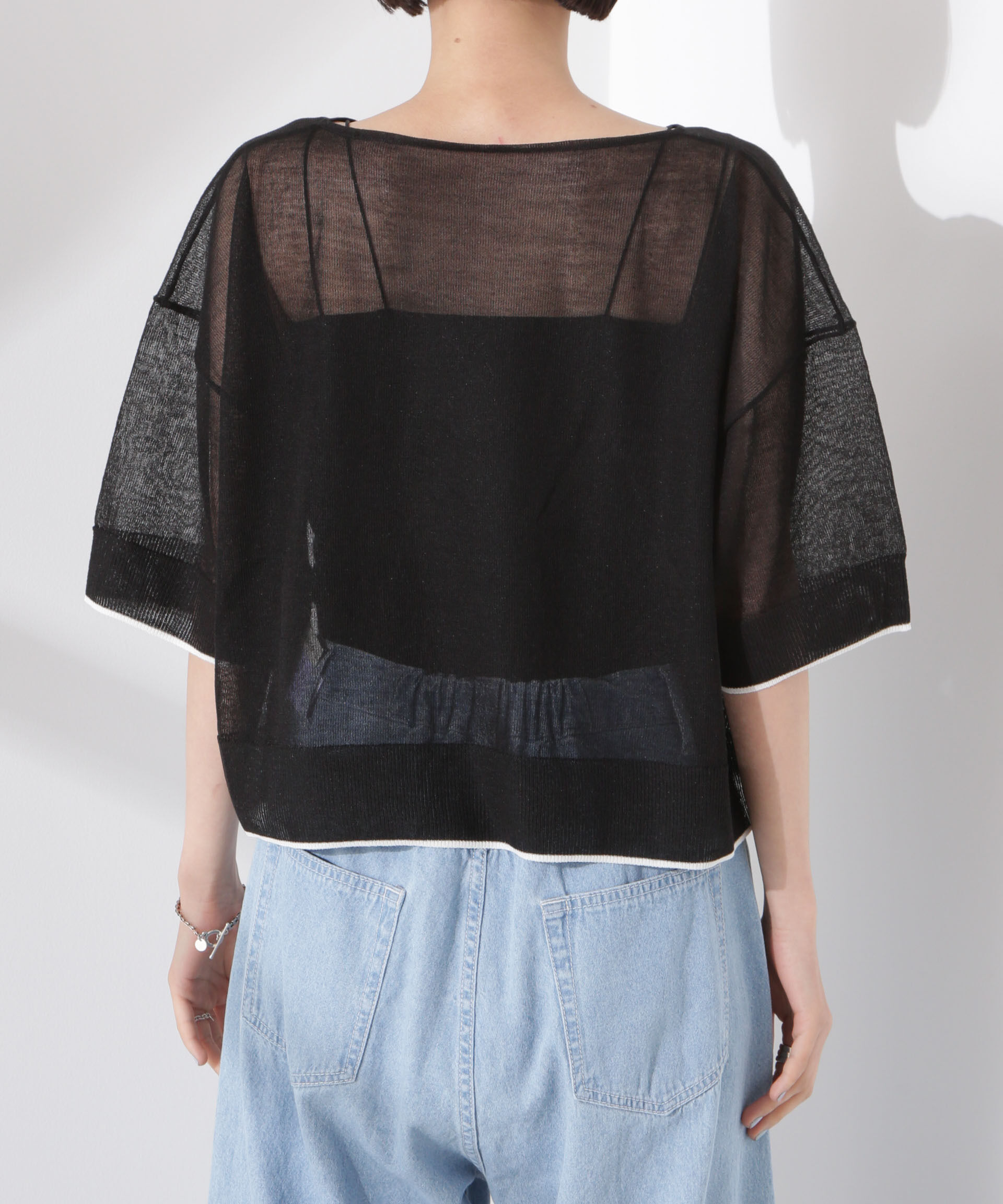 nano･universe「洗濯機洗可バイカラーシアーニット」|ニット・セーター|