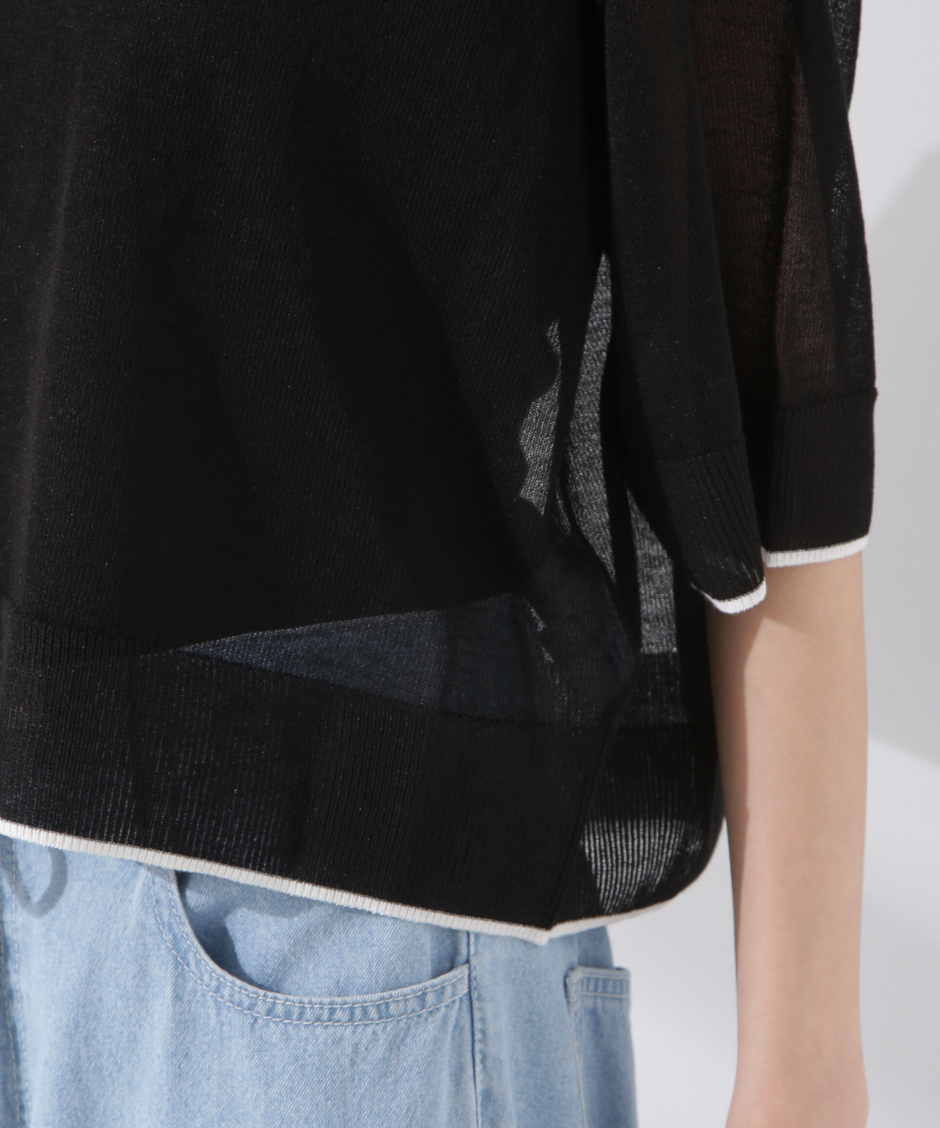 nano･universe「洗濯機洗可バイカラーシアーニット」|ニット・セーター|