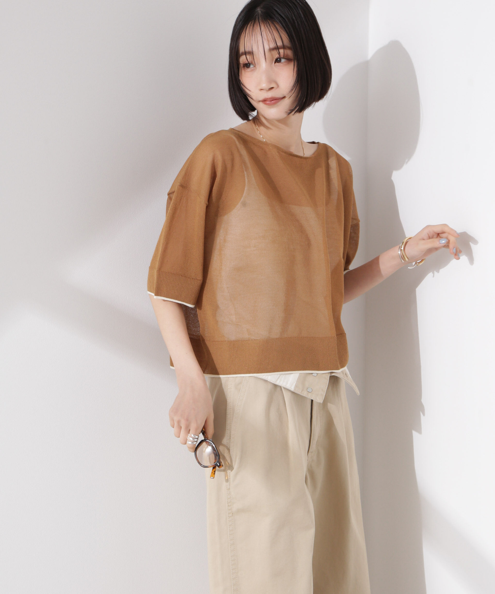 nano･universe「洗濯機洗可バイカラーシアーニット」|ニット・セーター|