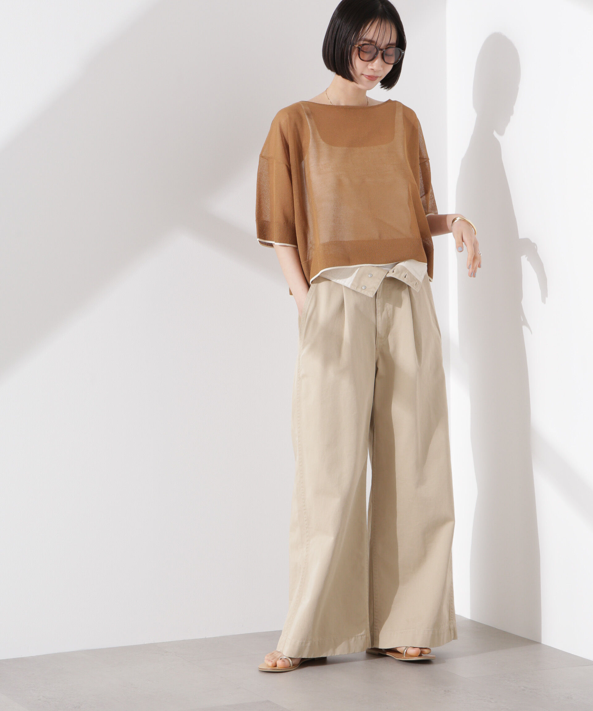 nano･universe「洗濯機洗可バイカラーシアーニット」|ニット・セーター|