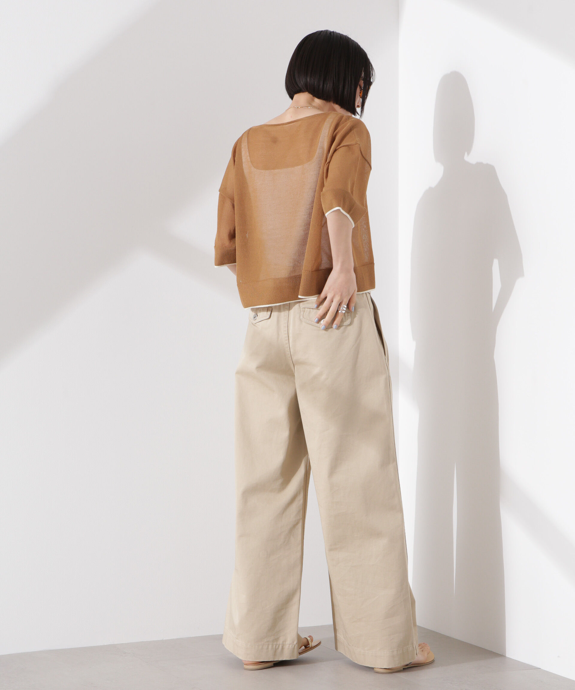 nano･universe「洗濯機洗可バイカラーシアーニット」|ニット・セーター|