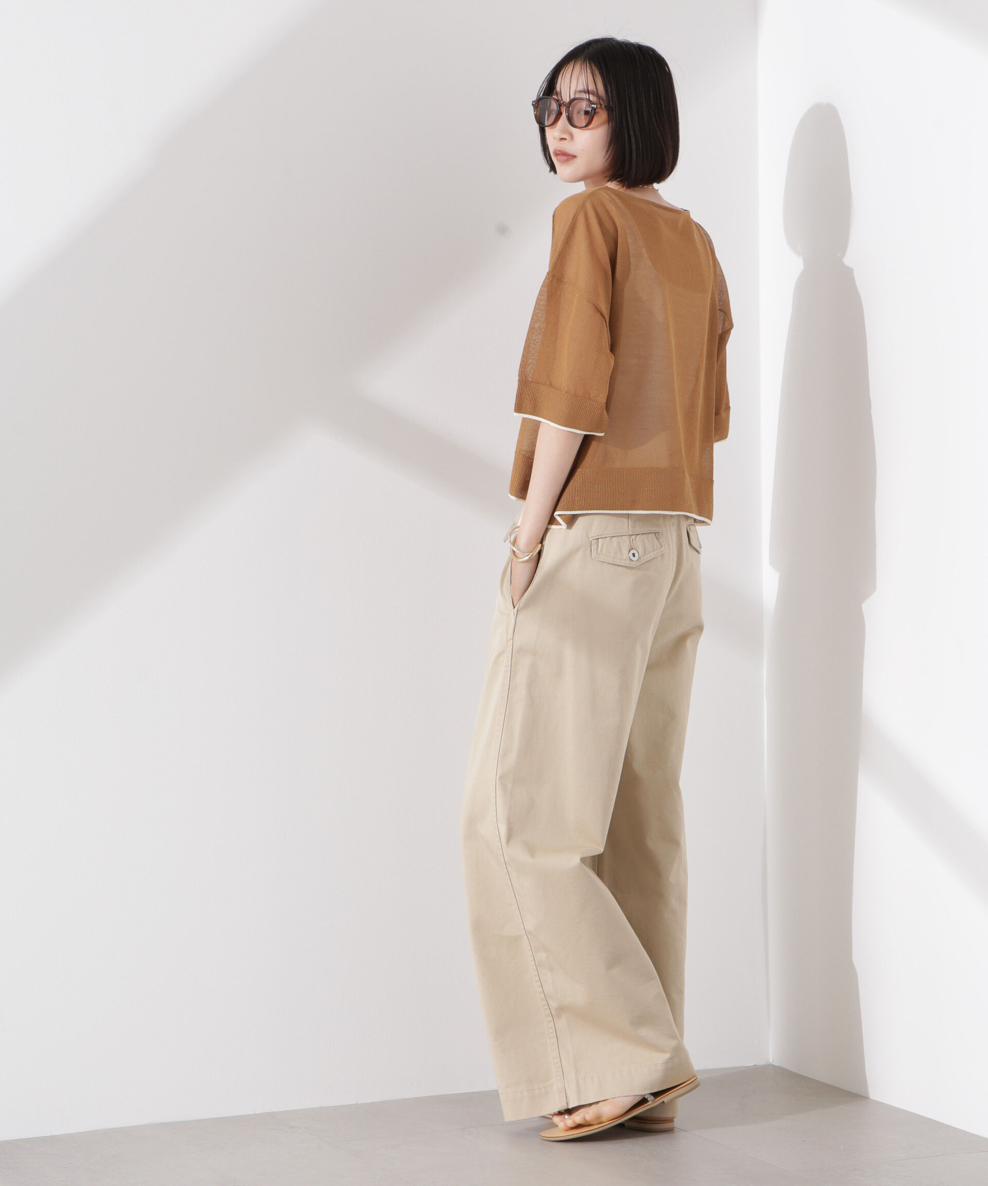 nano･universe「洗濯機洗可バイカラーシアーニット」|ニット・セーター|