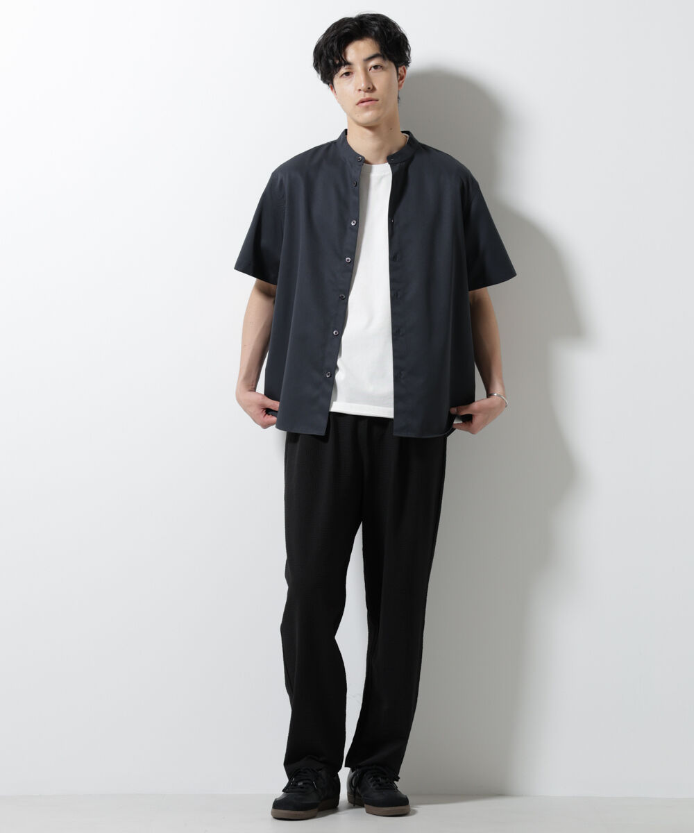 nano･universe「ジャージーサッカーワイドテーパードパンツ」|チノ|