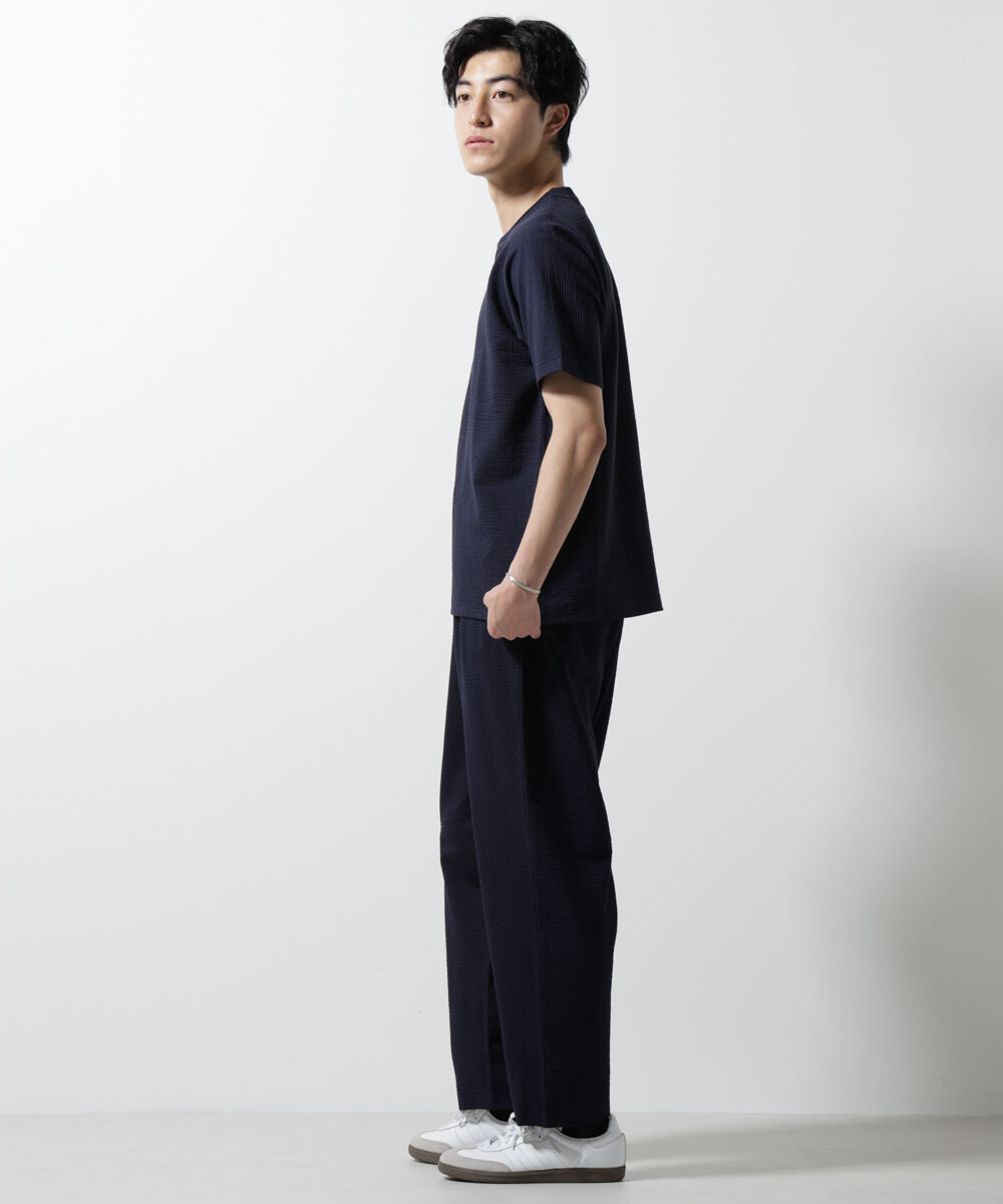 nano･universe「ジャージーサッカーワイドテーパードパンツ」|チノ|