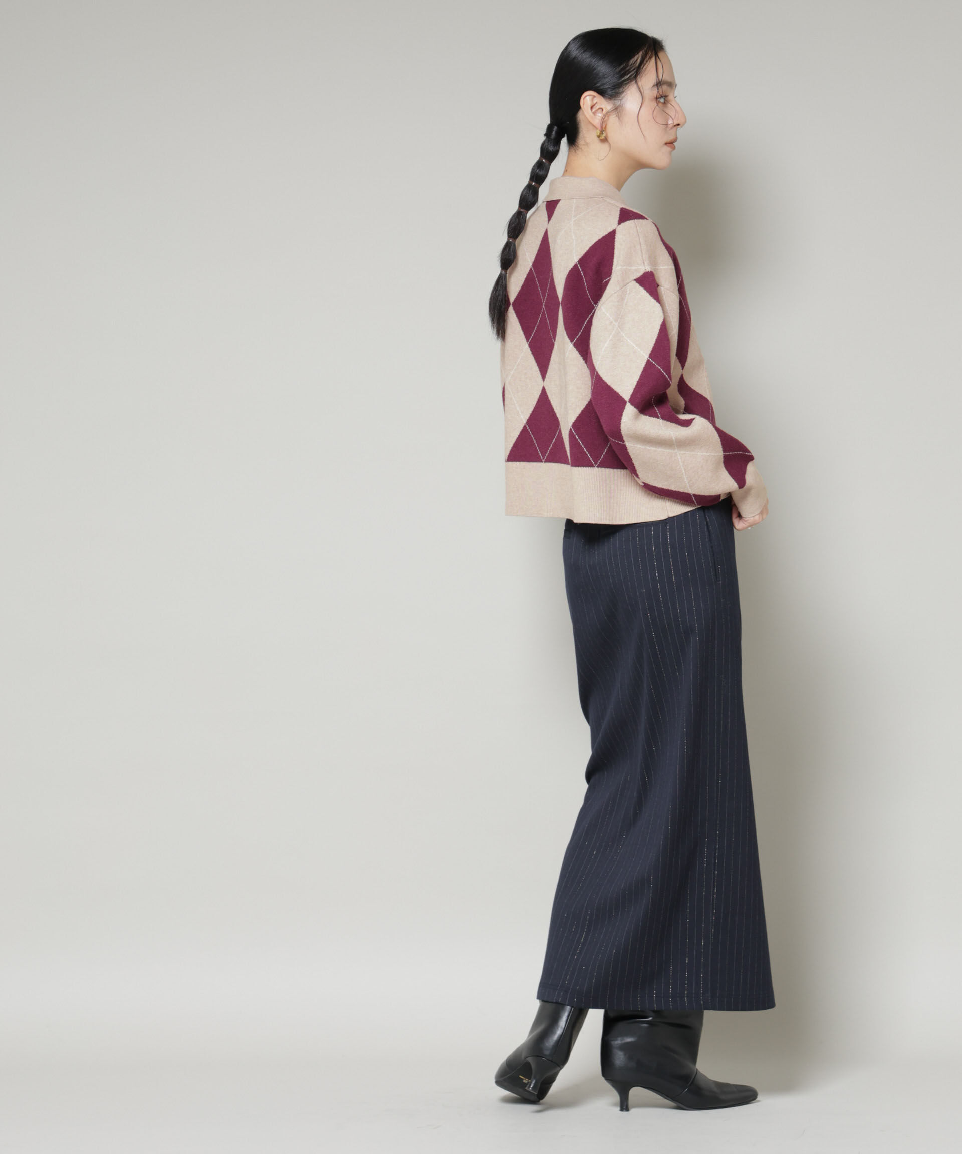 nano･universe「アーガイルワイドポロニット」|ニット・セーター|