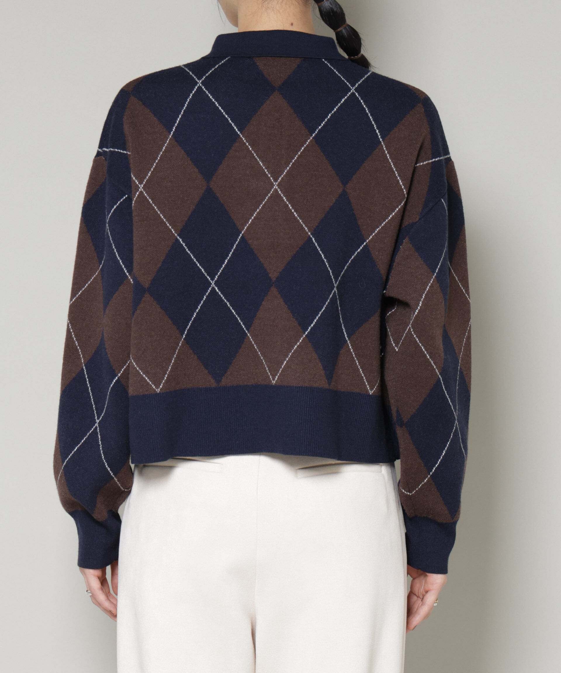 nano･universe「アーガイルワイドポロニット」|ニット・セーター|