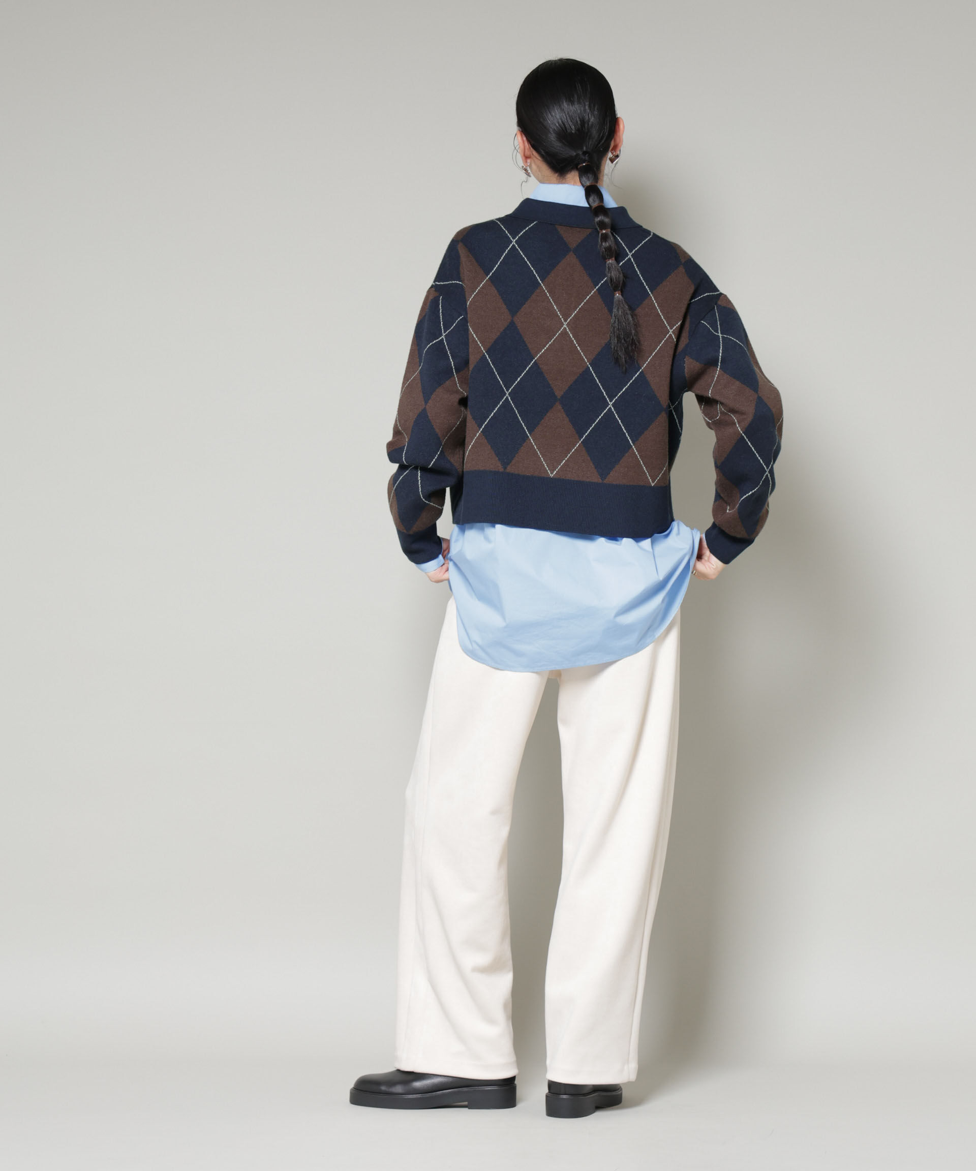 nano･universe「アーガイルワイドポロニット」|ニット・セーター|