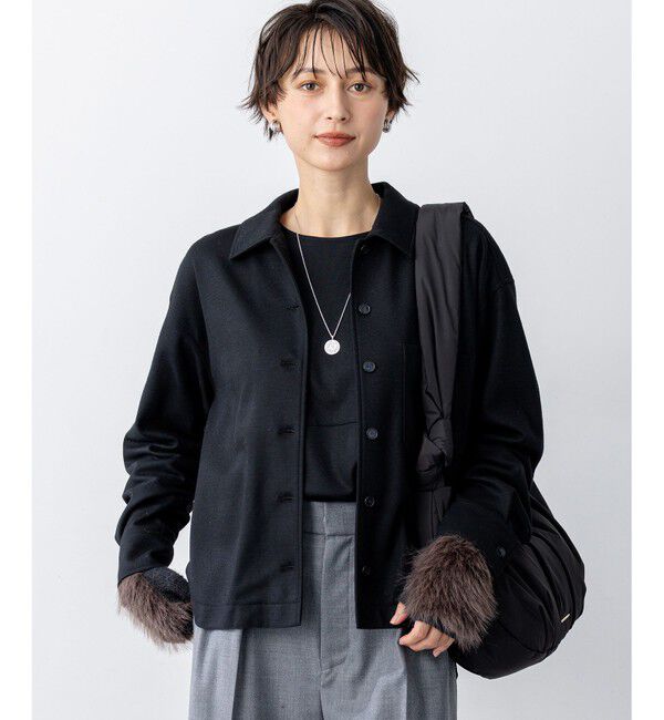 23区「【滝沢眞規子さん着用/VERY掲載/洗える】ウールミルドジャージー シャツ」|シャツ・ブラウス|ブラック系