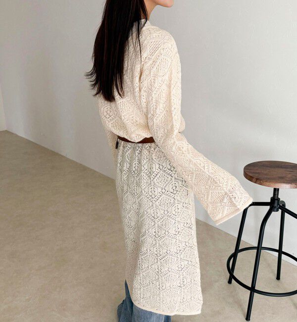 fredy emue「モヘヤ混透かし柄ベルスリーブワンピース」|ワンピース|