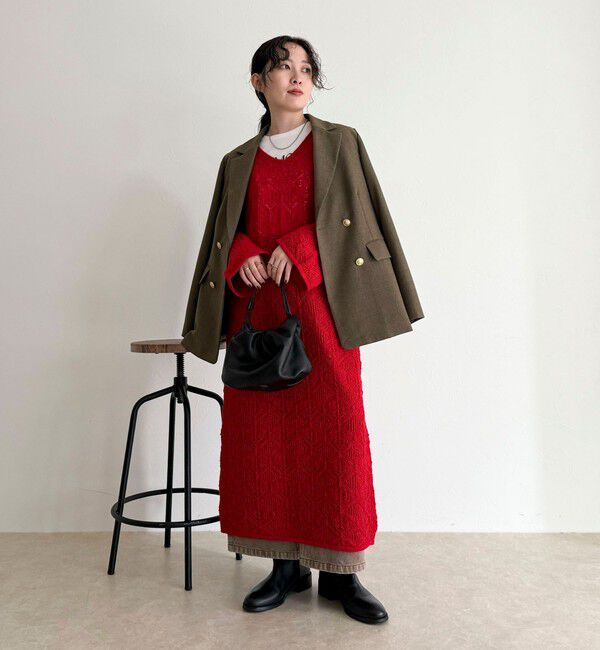 fredy emue「モヘヤ混透かし柄ベルスリーブワンピース」|ワンピース|