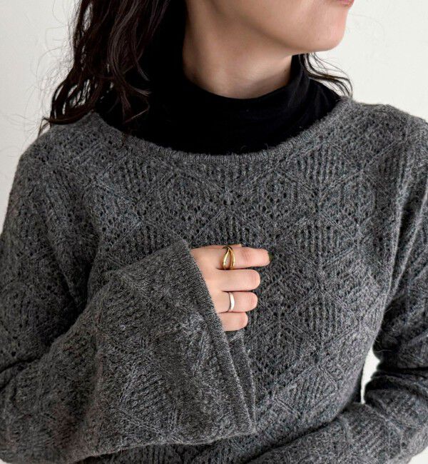 fredy emue「モヘヤ混透かし柄ベルスリーブワンピース」|ワンピース|