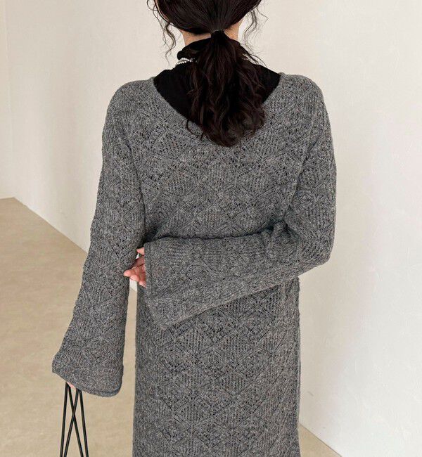 fredy emue「モヘヤ混透かし柄ベルスリーブワンピース」|ワンピース|