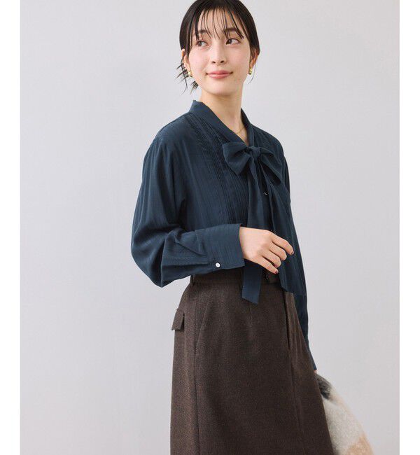VIS「ランダムピンタックボウタイブラウス」|シャツ・ブラウス|