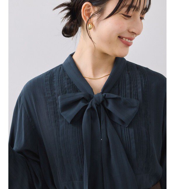 VIS「ランダムピンタックボウタイブラウス」|シャツ・ブラウス|
