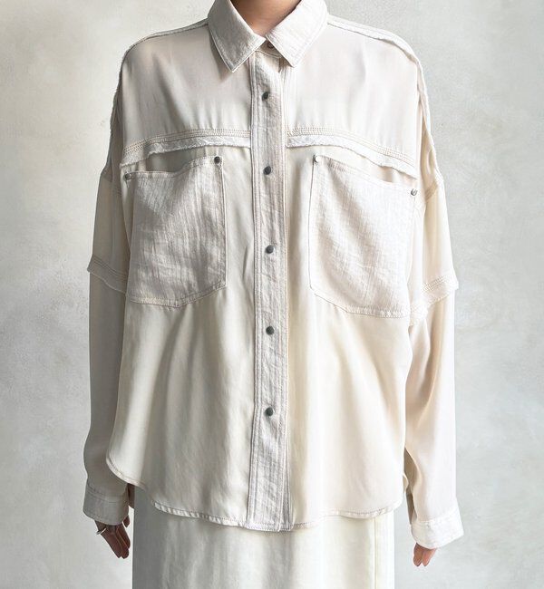  「【WEB限定】異素材切替テープブラウス」|シャツ・ブラウス|