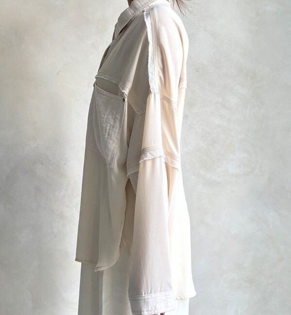  「【WEB限定】異素材切替テープブラウス」|シャツ・ブラウス|