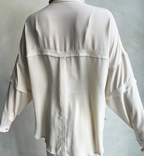  「【WEB限定】異素材切替テープブラウス」|シャツ・ブラウス|