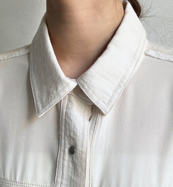  「【WEB限定】異素材切替テープブラウス」|シャツ・ブラウス|
